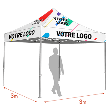 Toit Tente Pliante PVC Imprimé (3x3m)